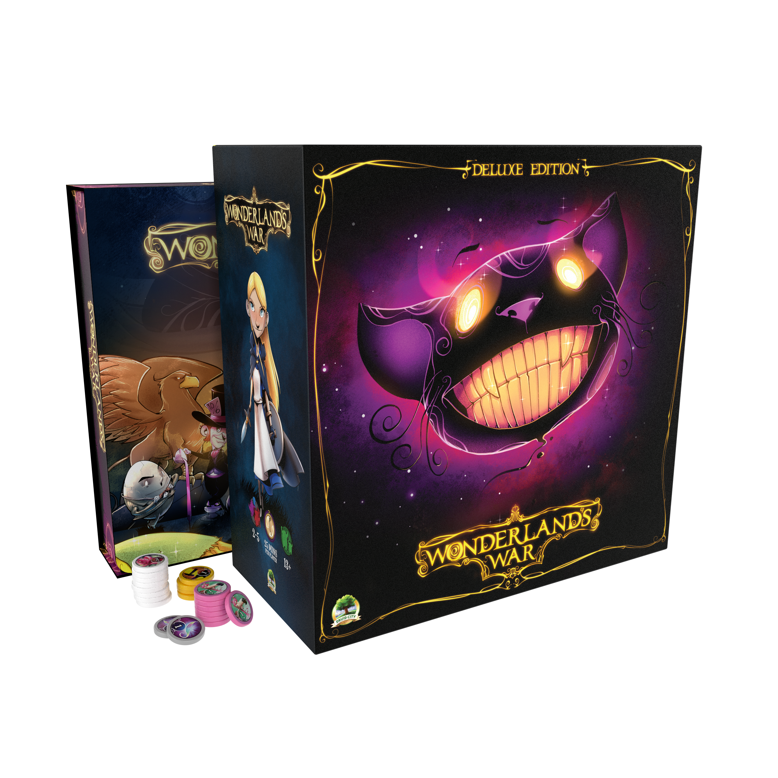 Wonderland's War Deluxe Edition with expansion and deluxe chips on table